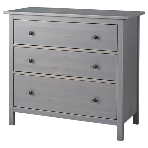 HEMNES Cassettiera con 3 cassetti, grigio trattato 